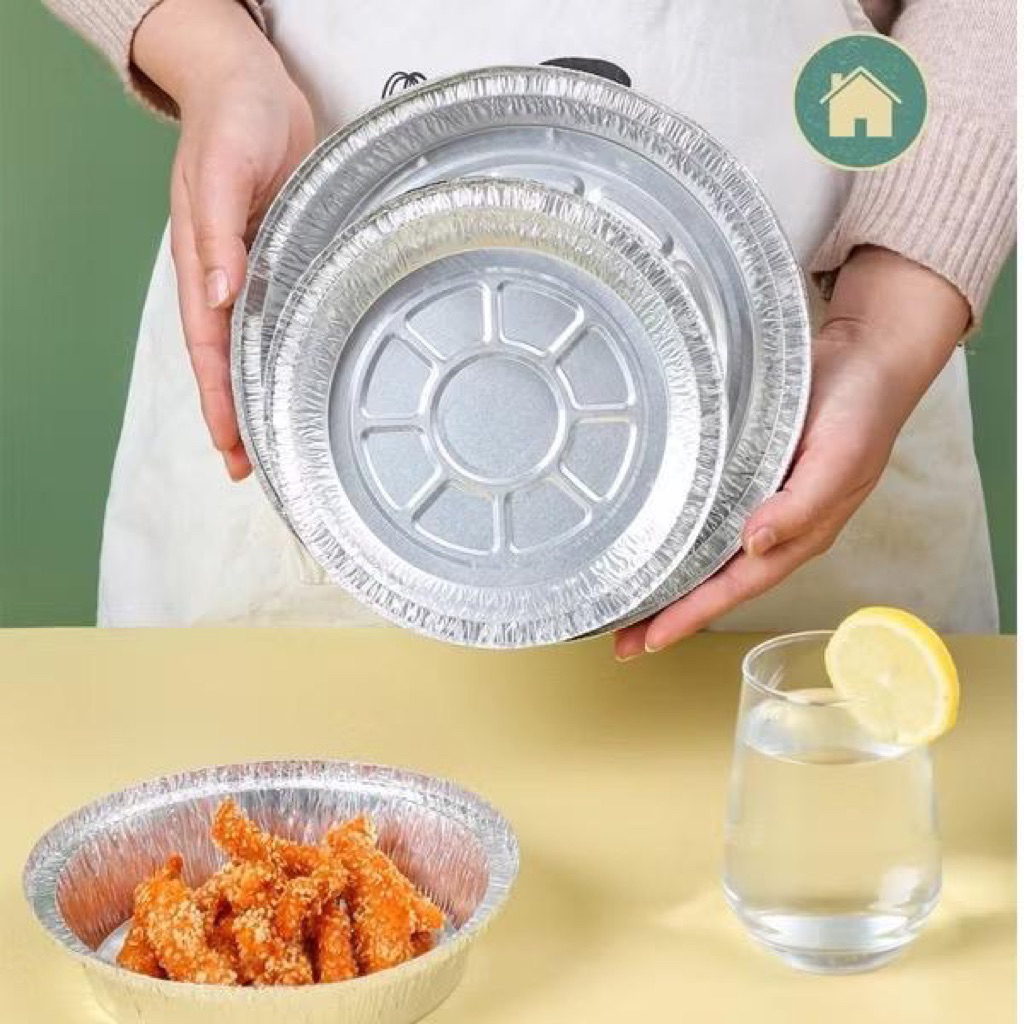 Set 10 Khay Giấy Bạc Lót Nồi Chiên Không Dầu, Đĩa Nhôm, Đĩa Giấy Bạc Đường Kính 22cm Dalato Decor khay  giấy  bạc