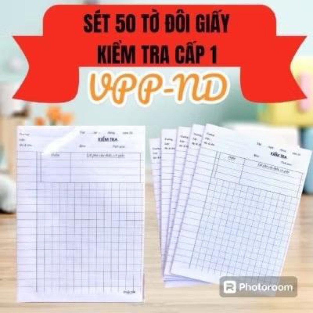 SÉT 50 TỜ ĐÔI GIẤY KIỂM TRA CẤP 1 ÔLY HẢI TIẾN HÀNG LOẠI 1- GIẤY 4 Ô LY CHỐNG LOÁ MẮT CHO BÉ LÀM BÀI
