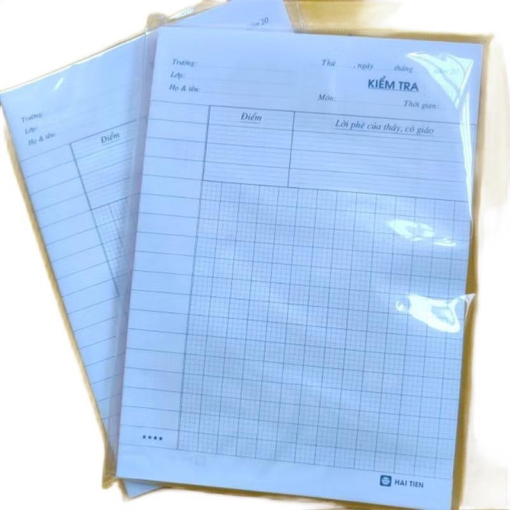 SÉT 50 TỜ ĐÔI GIẤY KIỂM TRA CẤP 1 ÔLY HẢI TIẾN HÀNG LOẠI 1- GIẤY 4 Ô LY CHỐNG LOÁ MẮT CHO BÉ LÀM BÀI