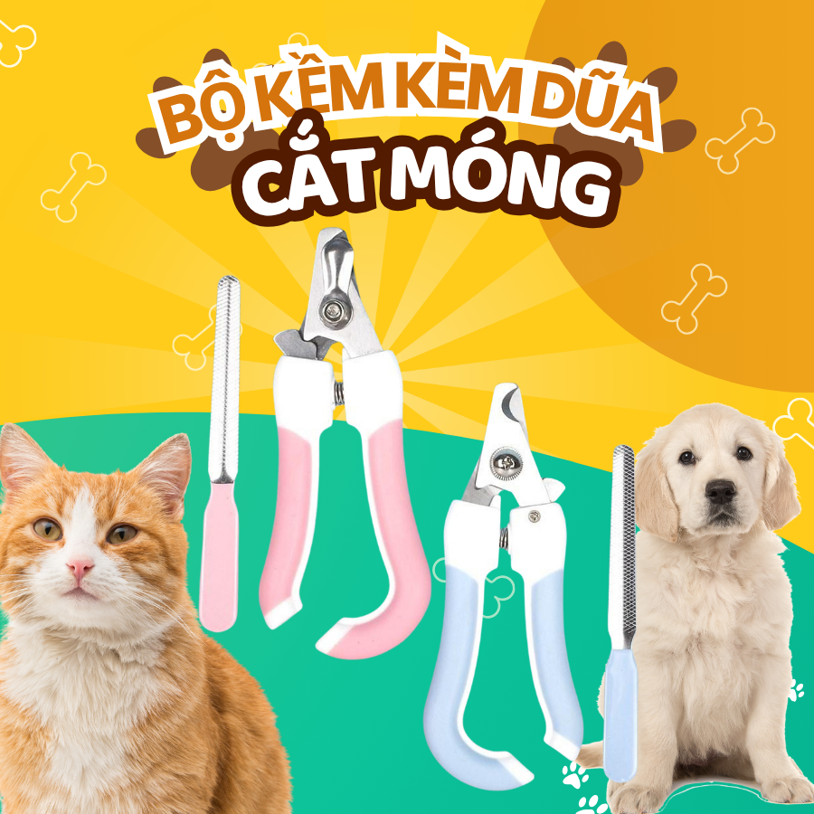 Bộ kềm cắt móng kèm dũa cho Chó, Mèo size Lớn, Nhỏ
