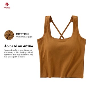 [ PURE COTTON ] Áo ba lỗ Bratop MELINFA  cao cấp có đệm mút 3D định hình nâng đỡ mã VAA0564