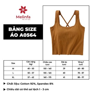 [ PURE COTTON ] Áo ba lỗ Bratop MELINFA  cao cấp có đệm mút 3D định hình nâng đỡ mã VAA0564