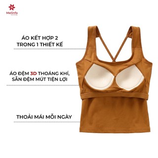 [ PURE COTTON ] Áo ba lỗ Bratop MELINFA  cao cấp có đệm mút 3D định hình nâng đỡ mã VAA0564