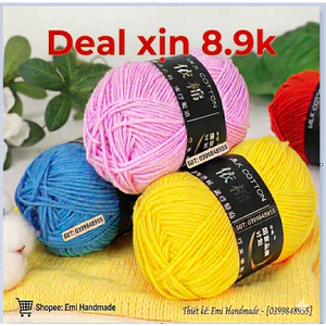 Len milk cotton 50g loại 1 (bảng 2 từ màu 51-86) - len đan móc khăn, áo, thú bông, túi xách, đồ trang trí