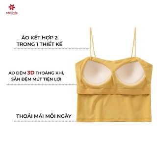 Áo hai dây nữ dáng ngắn cao cấp có đệm ngực chất vải Viscose tự nhiên mềm mại MELINFA VAA0562