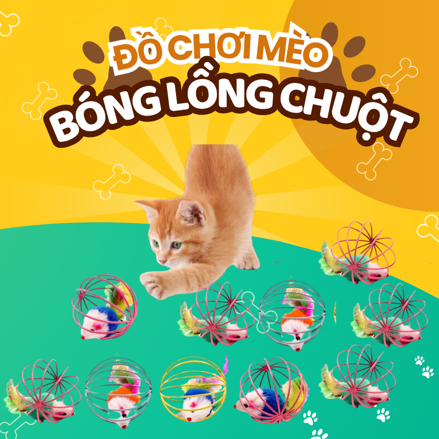 Đồ chơi bòng chuột lồng cho mèo