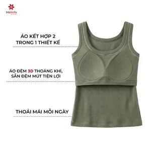 Áo ba lỗ nữ MELINFA giữ nhiệt thoáng khí kèm đệm mút vải Viscose ấm áp mùa thu đông VAA0619