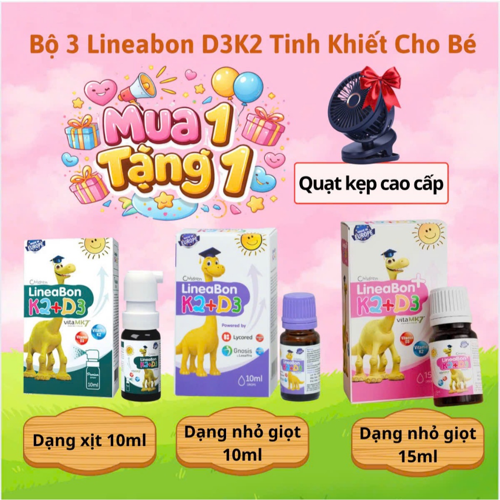 D3 K2 Lineabon bổ sung vitamin d3 cho trẻ sơ sinh, giảm còi xương d2k3 ...
