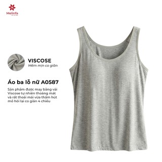 Áo ba lỗ nữ MELINFA  có đệm mút 3D định hình nâng đỡ vải Viscose , Áo Bratop nữ VAA0587