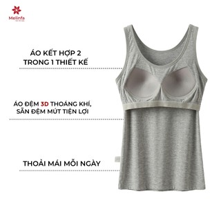 Áo ba lỗ nữ MELINFA  có đệm mút 3D định hình nâng đỡ vải Viscose , Áo Bratop nữ VAA0587