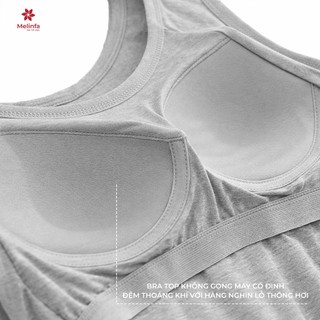 Áo ba lỗ nữ MELINFA  có đệm mút 3D định hình nâng đỡ vải Viscose , Áo Bratop nữ VAA0587