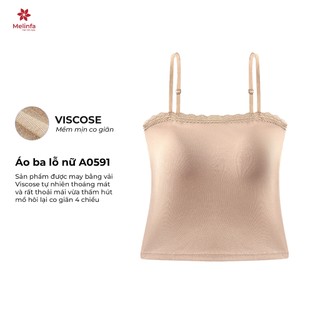 Áo hai dây phối ren có đệm quai ngang lưng đẹp vải Viscose mềm mại VAA0591