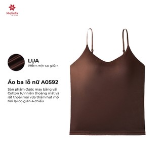 Áo hai dây lụa MELINFA cổ tim có đệm mút 3D thoáng khí nâng đỡ, Áo Camisole Bratop nữ mã VAA0592