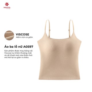 Áo hai dây có đệm liền thân định hình vải Cotton + Viscose thoáng mát mã VAA0597