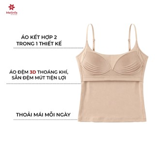Áo hai dây có đệm liền thân định hình vải Cotton + Viscose thoáng mát mã VAA0597