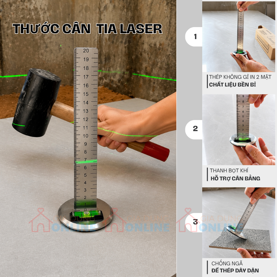 Thước đo độ bằng phẳng, độ chênh bề mặt khi lát gạch, sàn gỗ, sàn đá, epoxy, nền bê tông...