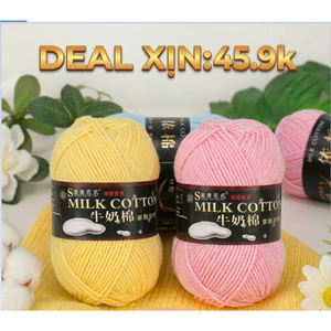 Len milk cotton 125g loại 1 se tròn, săn chắc, đan móc khăn, áo, túi xách, thú bông cho bé (bảng 1 từ 1-50)