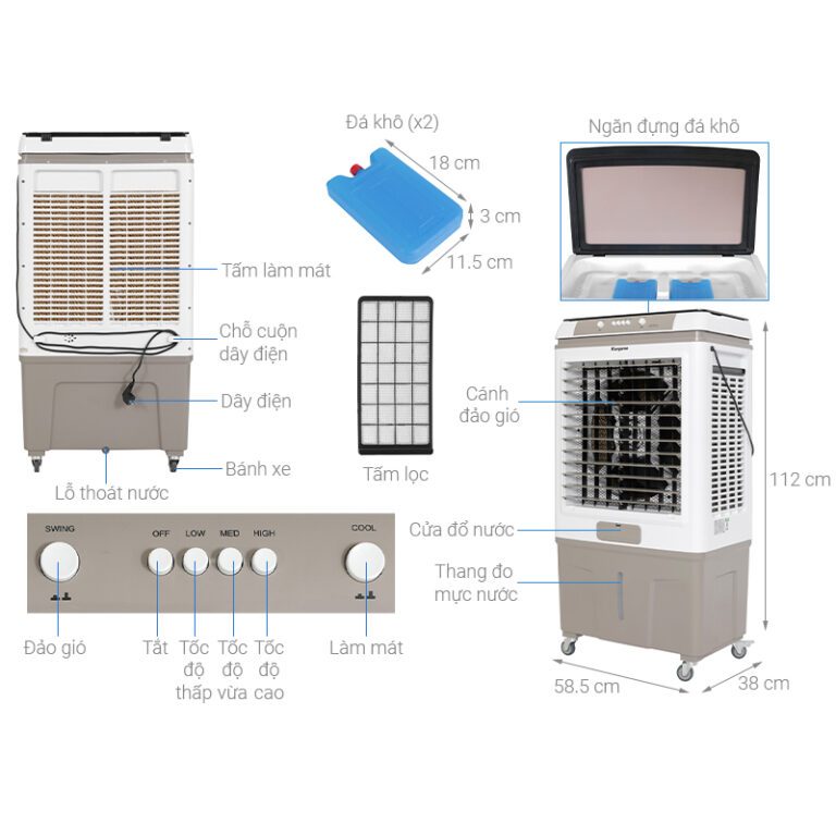 [Chính Hãng - Mới 100%] Quạt Điều Hòa Kangaroo KG50F99 60L - 165W Làm Mát Diện Rộng Bền BH 12 Tháng