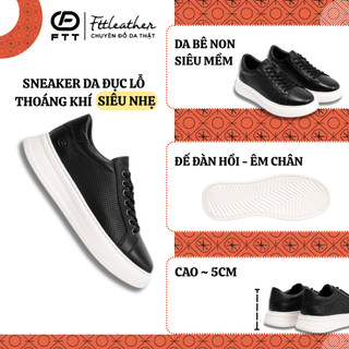 Giày da nam Sneaker Fttleather, giày thể thao da bò cao cấp đục lỗ thoáng khí đế siêu nhẹ F908