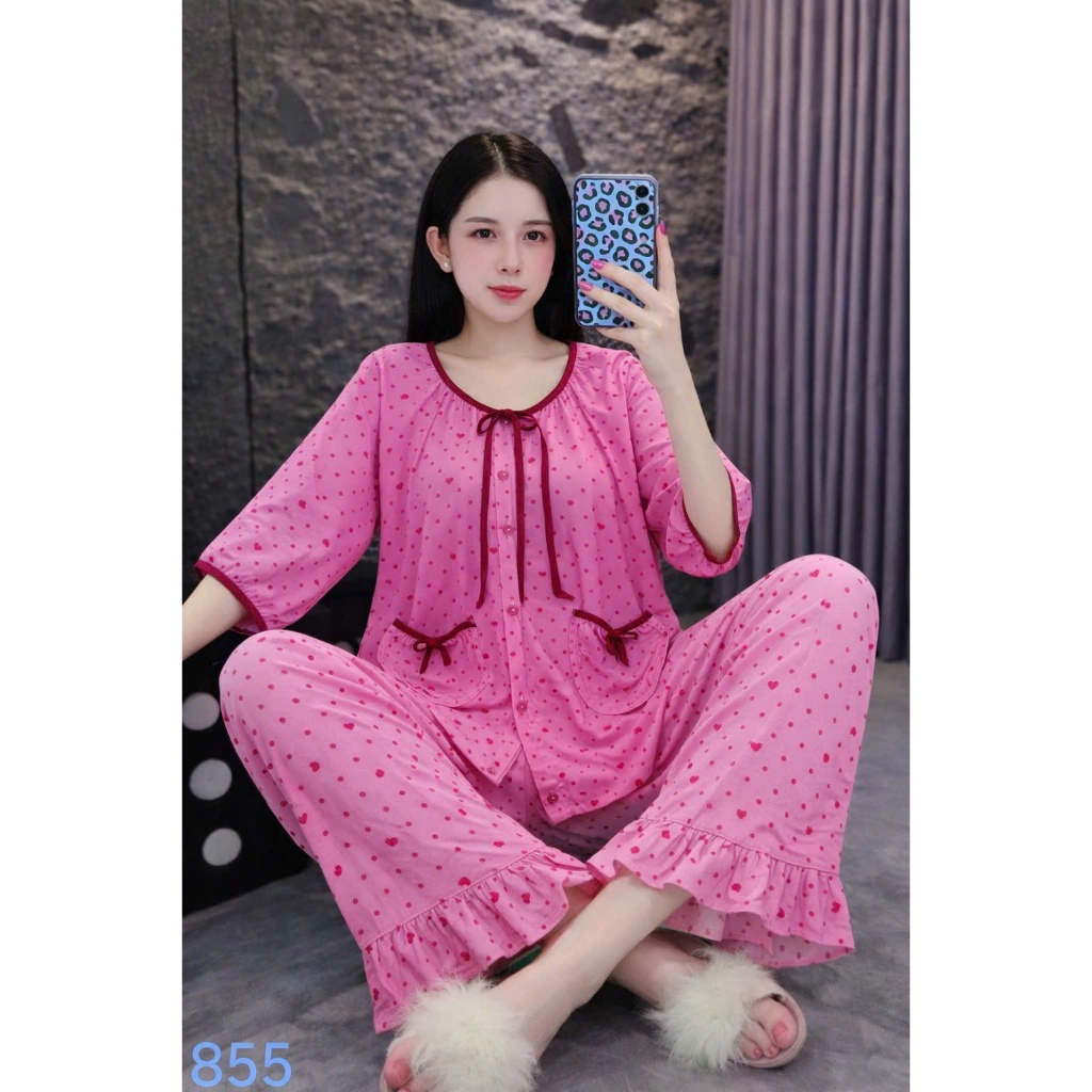 Đồ Ngủ Nữ Tole Lanh 2 Túi, Đồ Ngủ Bigsize Cotton Cao Cấp Mềm Mại