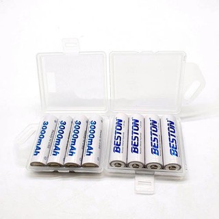 Vỉ 4 pin sạc AA Beston 3000mah - kèm hộp nhựa đựng pin (Trắng)