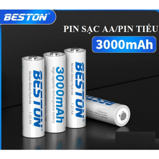 Vỉ 4 pin sạc AA Beston 3000mah - kèm hộp nhựa đựng pin (Trắng)