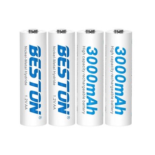 Vỉ 4 pin sạc AA Beston 3000mah - kèm hộp nhựa đựng pin (Trắng)