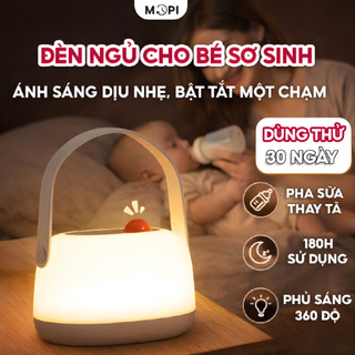 Đèn ngủ cho bé sơ sinh Mopi, đèn ngủ để bàn tích điện 180H, đèn pha sữa thay bỉm cho bé ánh sáng vàng ấm,bảo vệ mắt