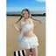 Sét Bikini ,Áo Croptop Nữ Cánh Tiên Bo Chun Phối Cúc Mix Chân Váy Tầng Thời Trang Đi Biển Siu Xinh