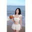 Sét Bikini ,Áo Croptop Nữ Cánh Tiên Bo Chun Phối Cúc Mix Chân Váy Tầng Thời Trang Đi Biển Siu Xinh