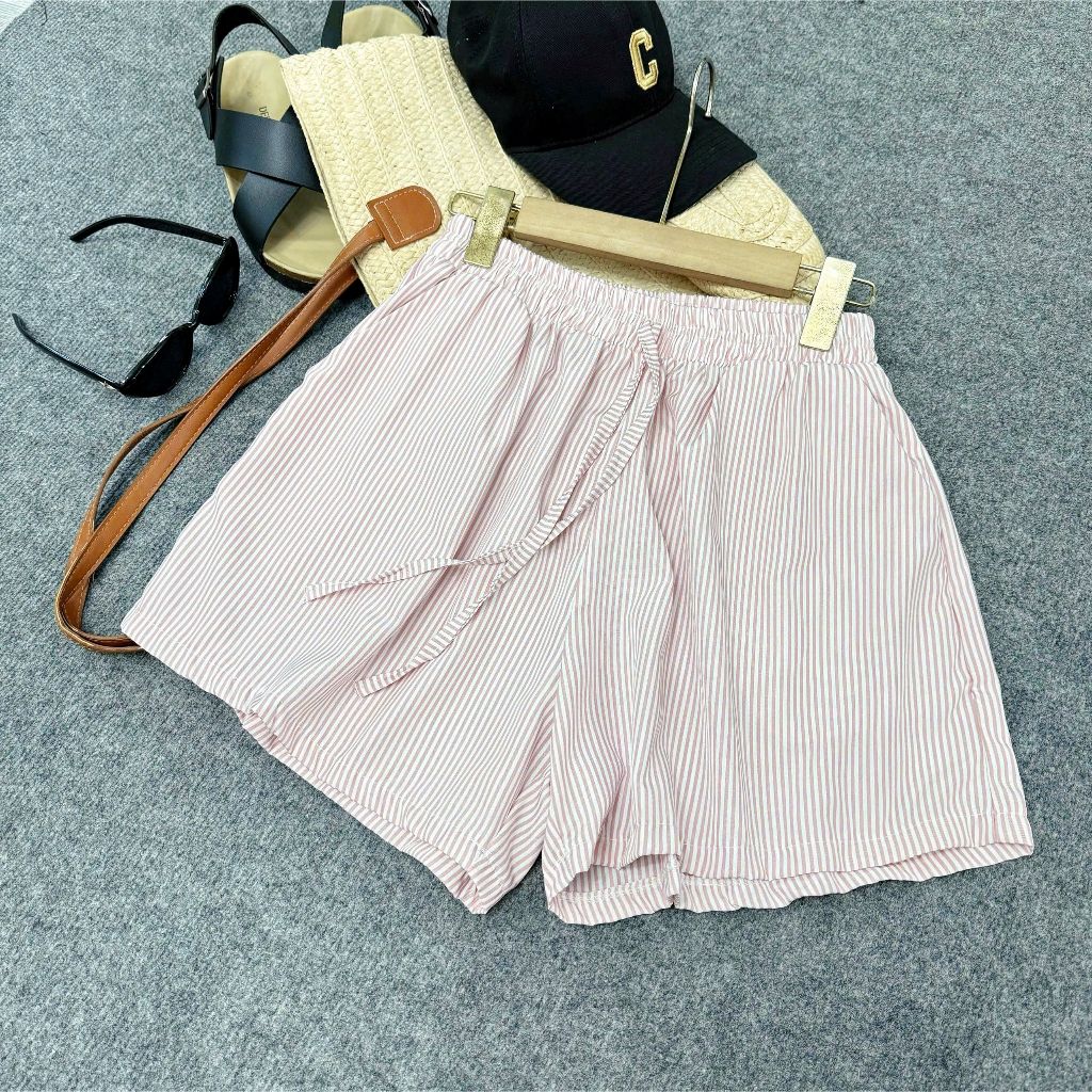 Quần Sọc Nữ Bigsize Dáng Ngắn Lưng Thun Chất Mịn Quần Kiểu Big Size Dây Rút Eo Chun Size 58-93kg Q537