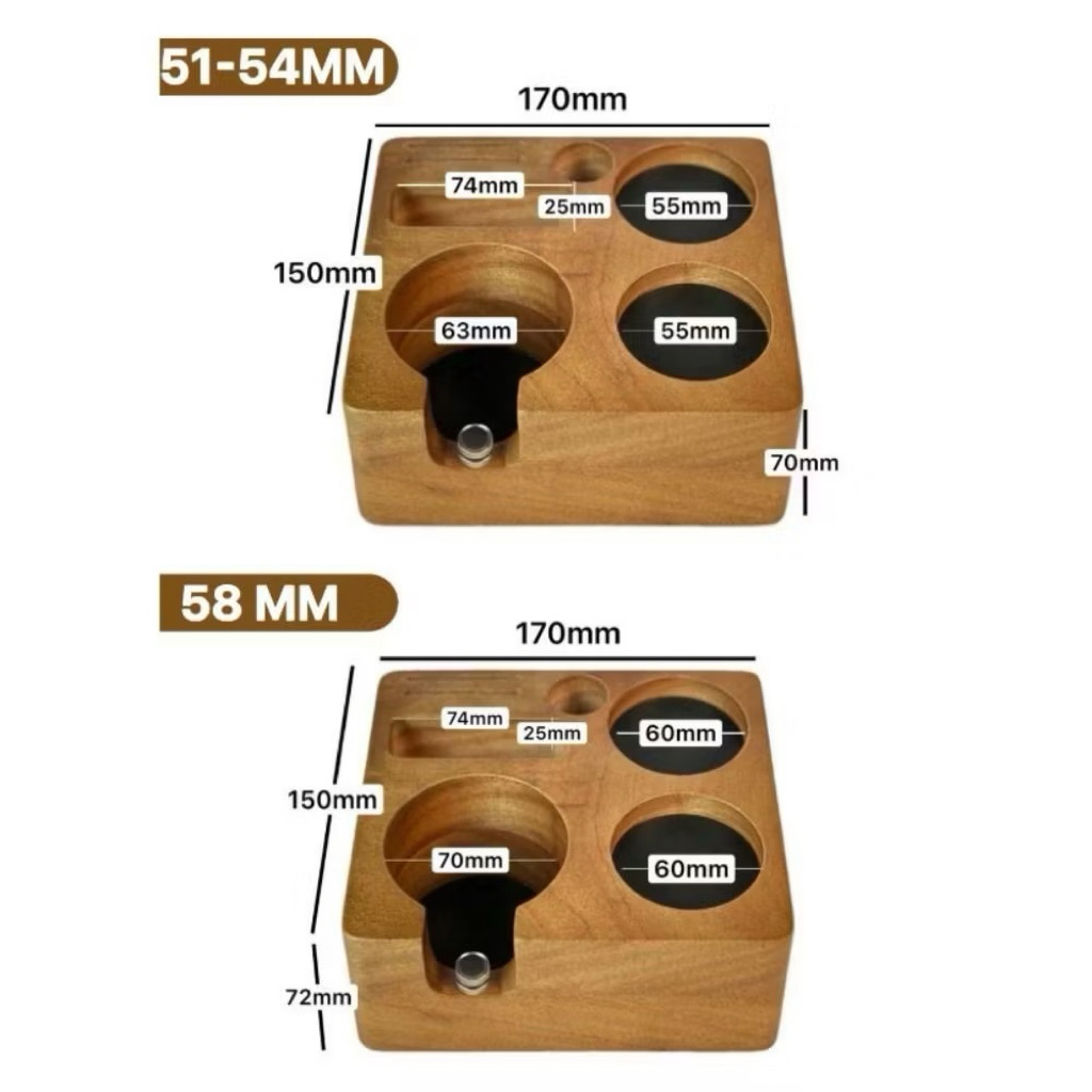 [HOẢ TỐC]Khay Gỗ Đựng Tamper – Đế Nén Cà Phê Espresso