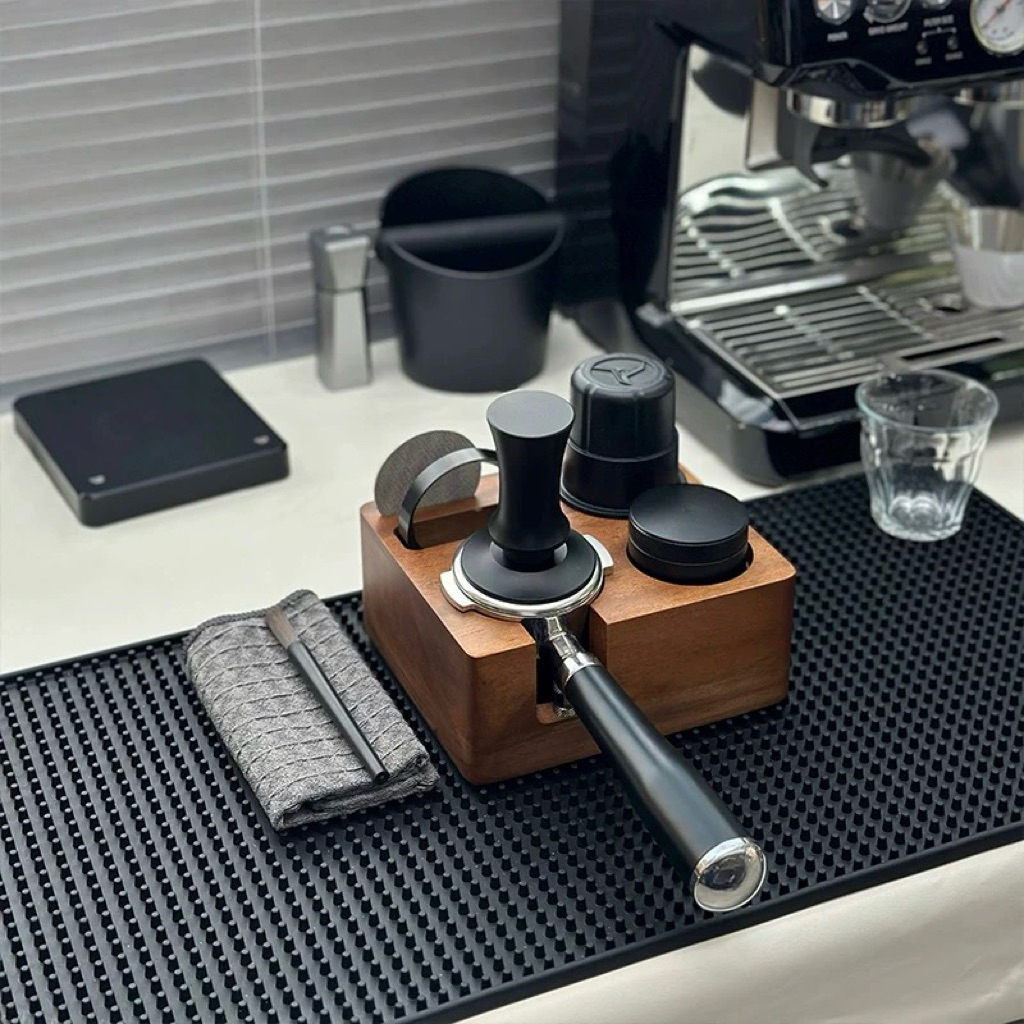 [HOẢ TỐC]Khay Gỗ Đựng Tamper – Đế Nén Cà Phê Espresso