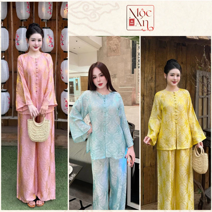 Áo Pháp Phục TÂM AN vải Gấm Tơ cao cấp, Áo Dài Bà Ba dáng suông Dễ mặc Vải Mát - Áo Dài Mộc An