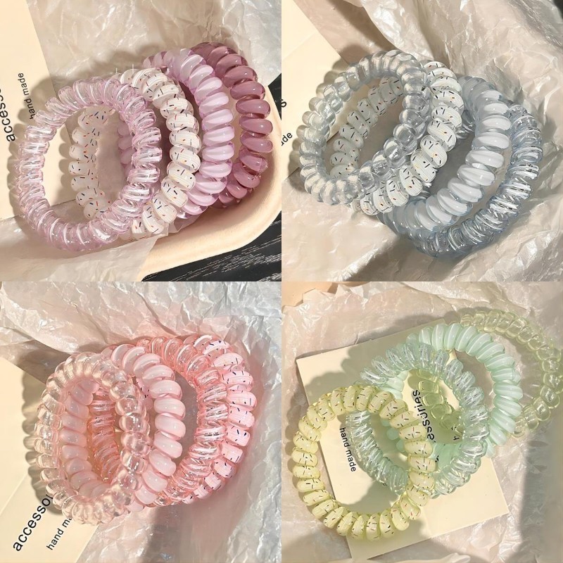 🌈Child✨Set 4 Dây Buộc Tóc Thời Trang Quốc Cho Nữ Đơn Giản Dây Điện Thoại Dopamine