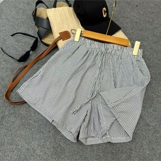 Quần đùi nữ bigsize kẻ sọc xanh và đen rộng rãi thoáng mát lưng chun co giãn, basic dễ mặc cho nàng chuppy hè - Q537