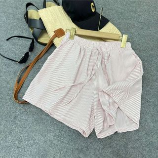 Quần đùi nữ bigsize kẻ sọc xanh và đen rộng rãi thoáng mát lưng chun co giãn, basic dễ mặc cho nàng chuppy hè - Q537