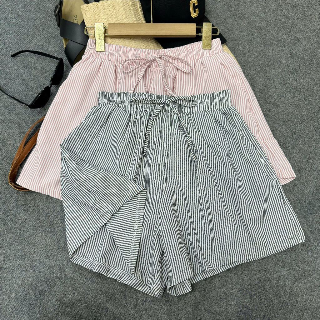 Quần Sọc Nữ Bigsize Dáng Ngắn Lưng Thun Chất Mịn Quần Kiểu Big Size Dây Rút Eo Chun Size 58-93kg Q537