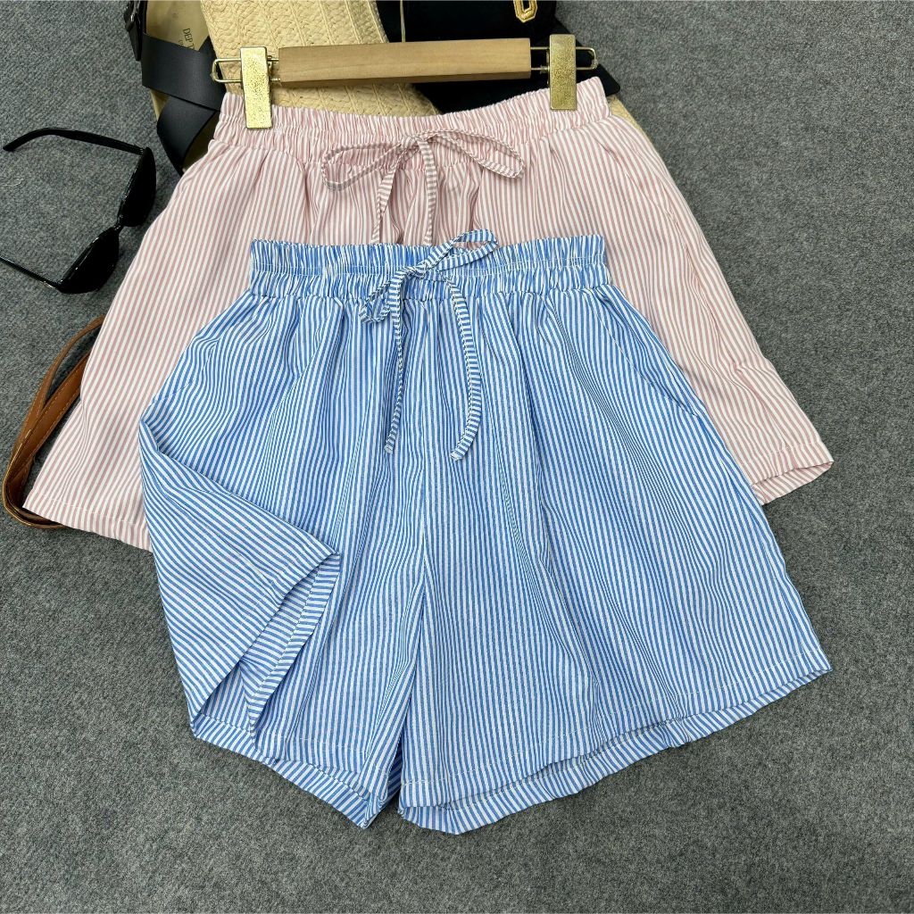 Quần Sọc Nữ Bigsize Dáng Ngắn Lưng Thun Chất Mịn Quần Kiểu Big Size Dây Rút Eo Chun Size 58-93kg Q537