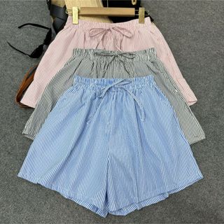 Quần đùi nữ bigsize kẻ sọc xanh và đen rộng rãi thoáng mát lưng chun co giãn, basic dễ mặc cho nàng chuppy hè - Q537