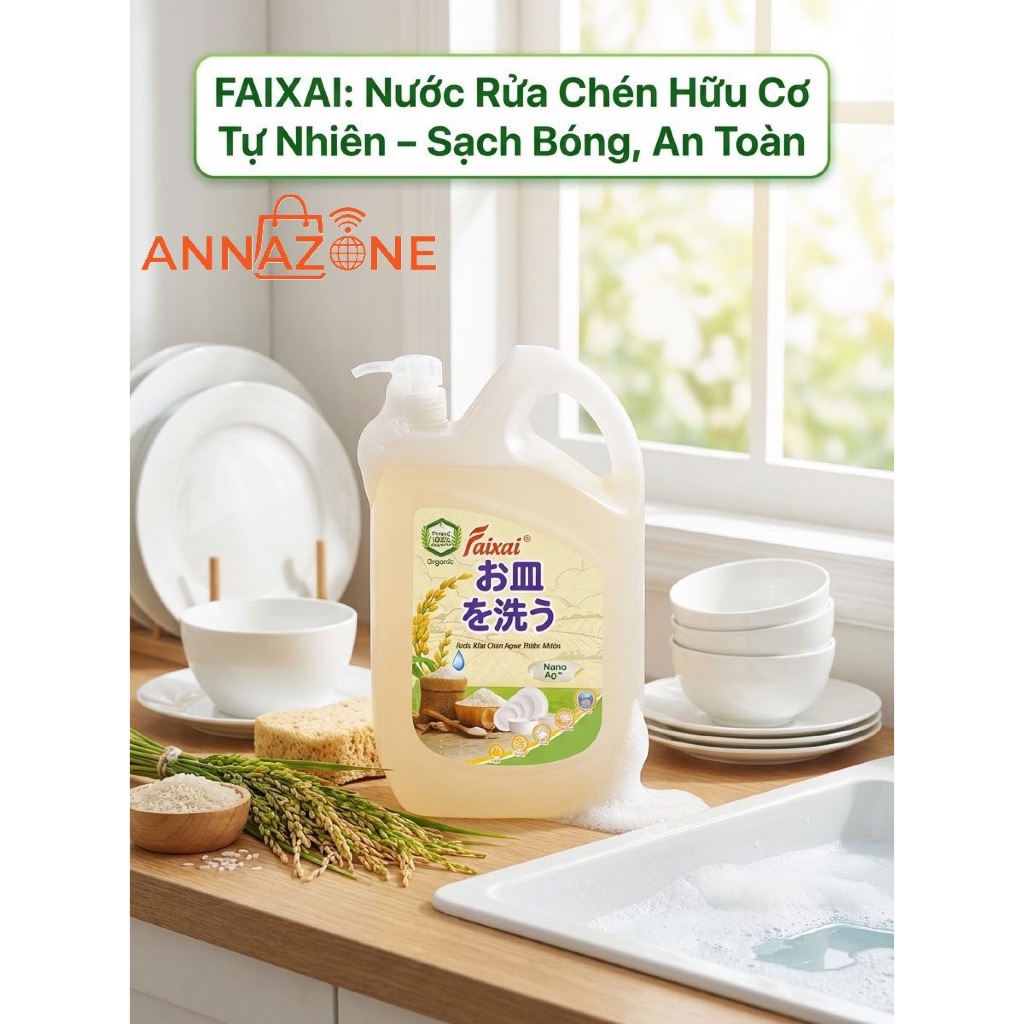 Nước Rửa Chén Thiên Nhiên Nano Faixai 2.2L [QUÀ TẶNG HẤP DẪN][Lẻ/Combo Tiết Kiệm]