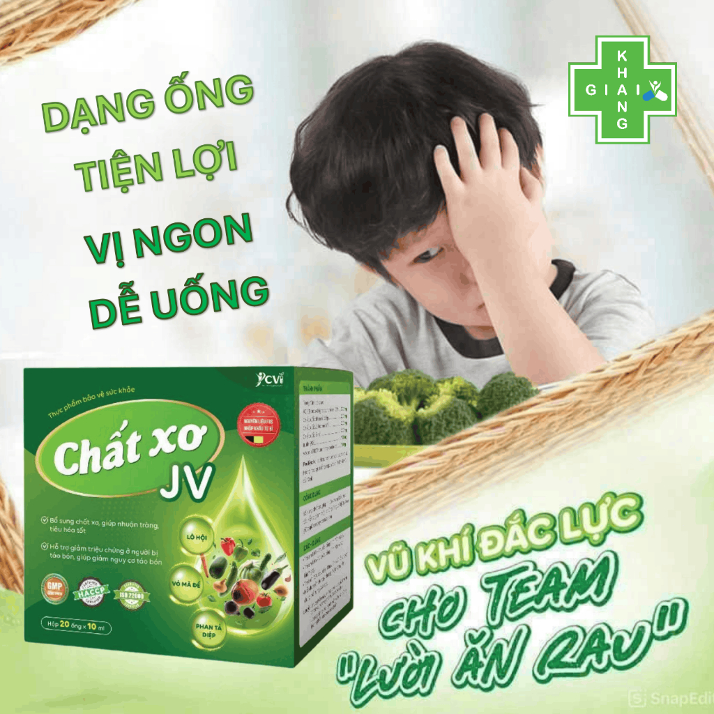 Dung dịch chất xơ JV giúp cải thiện táo bón, nuôi dưỡng đường ruột khỏe mạnh an toàn, hiệu quả cho cả nhà (Hộp 20 ống)