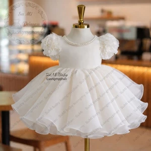 𝗩𝗮́𝘆 𝗰𝗼̂𝗻𝗴 𝗰𝗵𝘂́𝗮 thiết kế tay hoa 𝗰𝗵𝗼 𝗯𝗲́ [𝗧𝗮̣̆𝗻𝗴 cài ]Baby girl princess dress