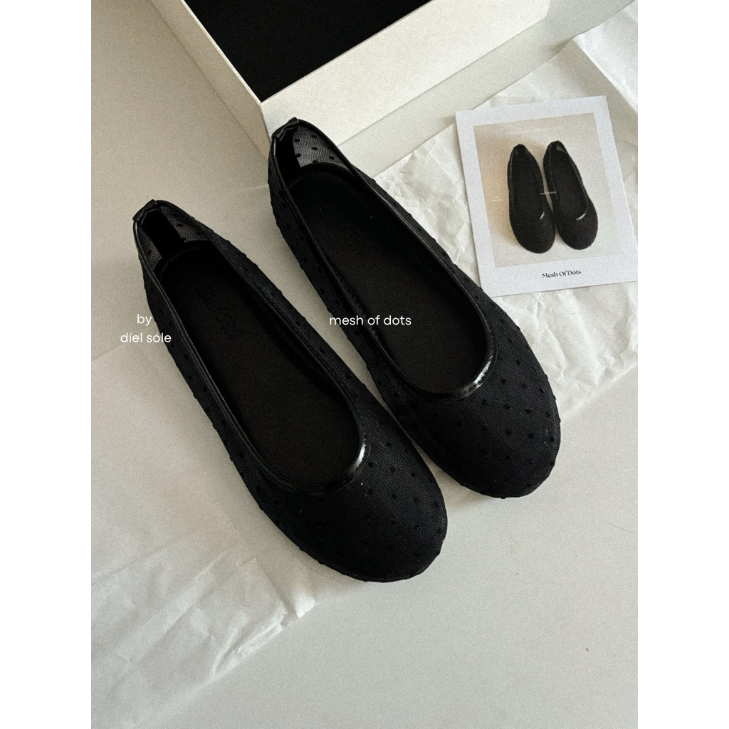 [SẴN - HỎA TỐC ]Mesh Of Dots @dielsole - Giày Ballet Flats Lưới Chấm Bi Xuyên Thấu - Summer [LÙI SIZE]