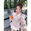 Set áo sơ mi croptop chân váy phối ren