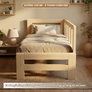 Giường Ghép 2M Cho Bé, Thanh Chắn Ngang Chắc Chắn, Chống Ngã Hiệu Quả, Gường Mở Rộng, Dễ Lắp Đặt