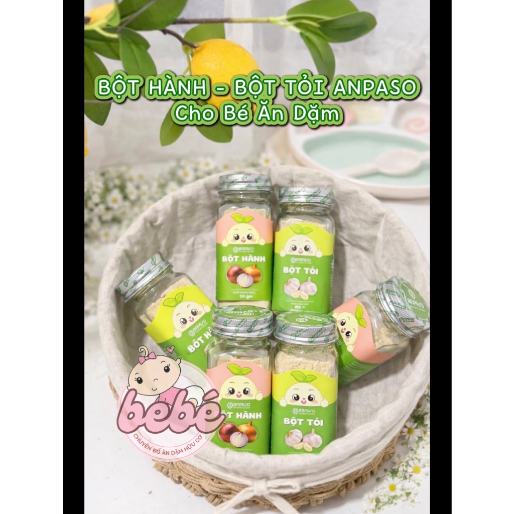 Bột hành, bột tỏi Anpaso cho bé ăn dặm. Giúp đẩy vị món ăn, an toàn cho bé và gia đình