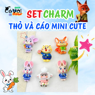 Set charm thỏ và cáo Zootopia phiên bản mini cute - Mẫu charm gắn dép hot hit nhất 2026