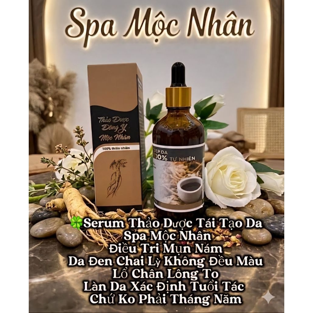 Chính Hãng Serum Linh Chi Tái Tạo Da Mộc Nhân Xóa Tan Mụn Nám Da không Đều Màu Lổ Chân Lông to