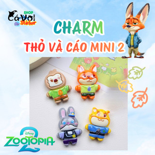 Set charm thỏ và cáo mini version 2- Hoạt hình zootopia vui nhộn siêu cute gắn dép hottrend